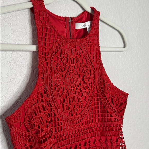 Lovers + Friends Caspian Red Lace Shift Dress Revolve XS Holiday Party Coquette - Picture 5 of 7